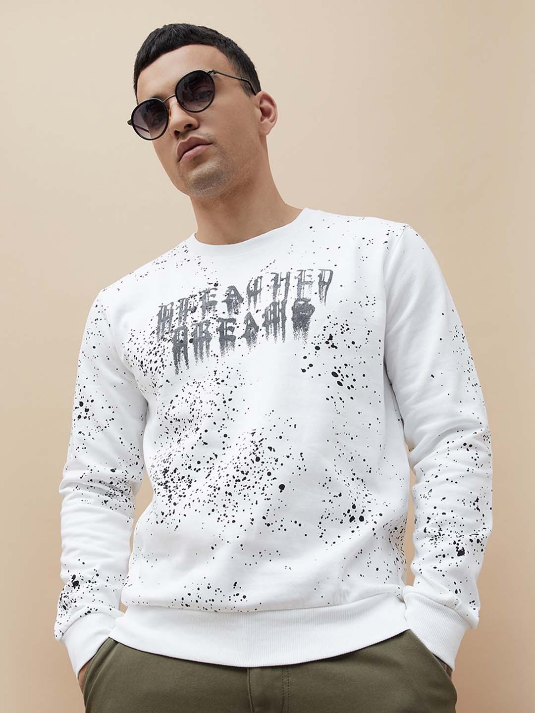 

Forca Men Abstract Printed Cotton Sweatshirt, White