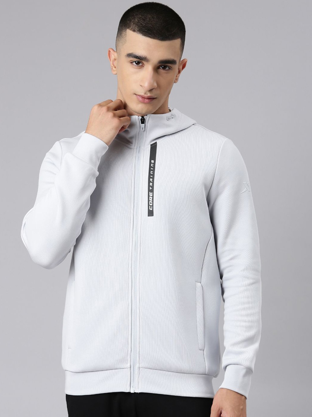 

Xtep Men Cotton Hooded Sweatshirt, Grey