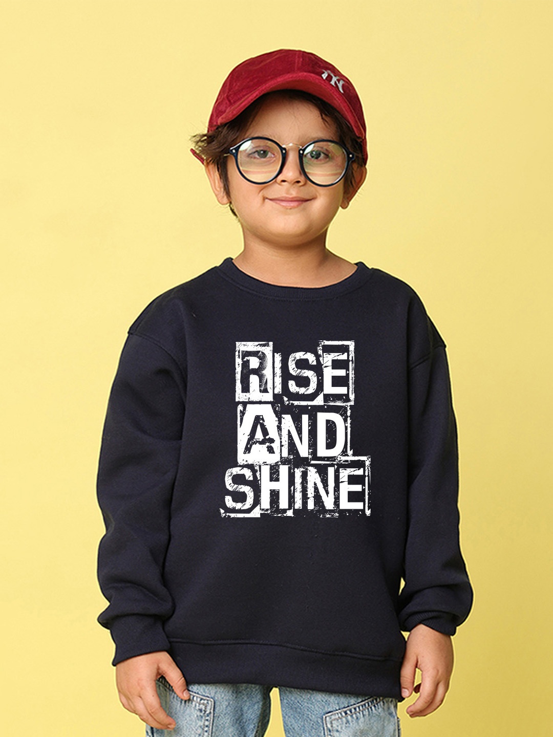 

NUSYL Boys Printed Oversized Sweatshirt, Navy blue