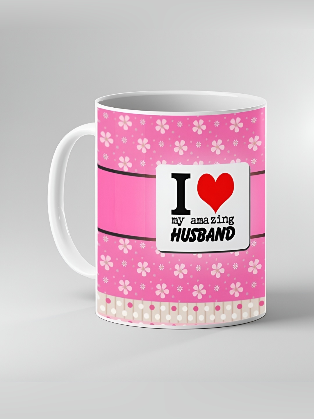 

Keviv White & Pink Text or Slogans Printed Ceramic Glossy Mug 325 ml