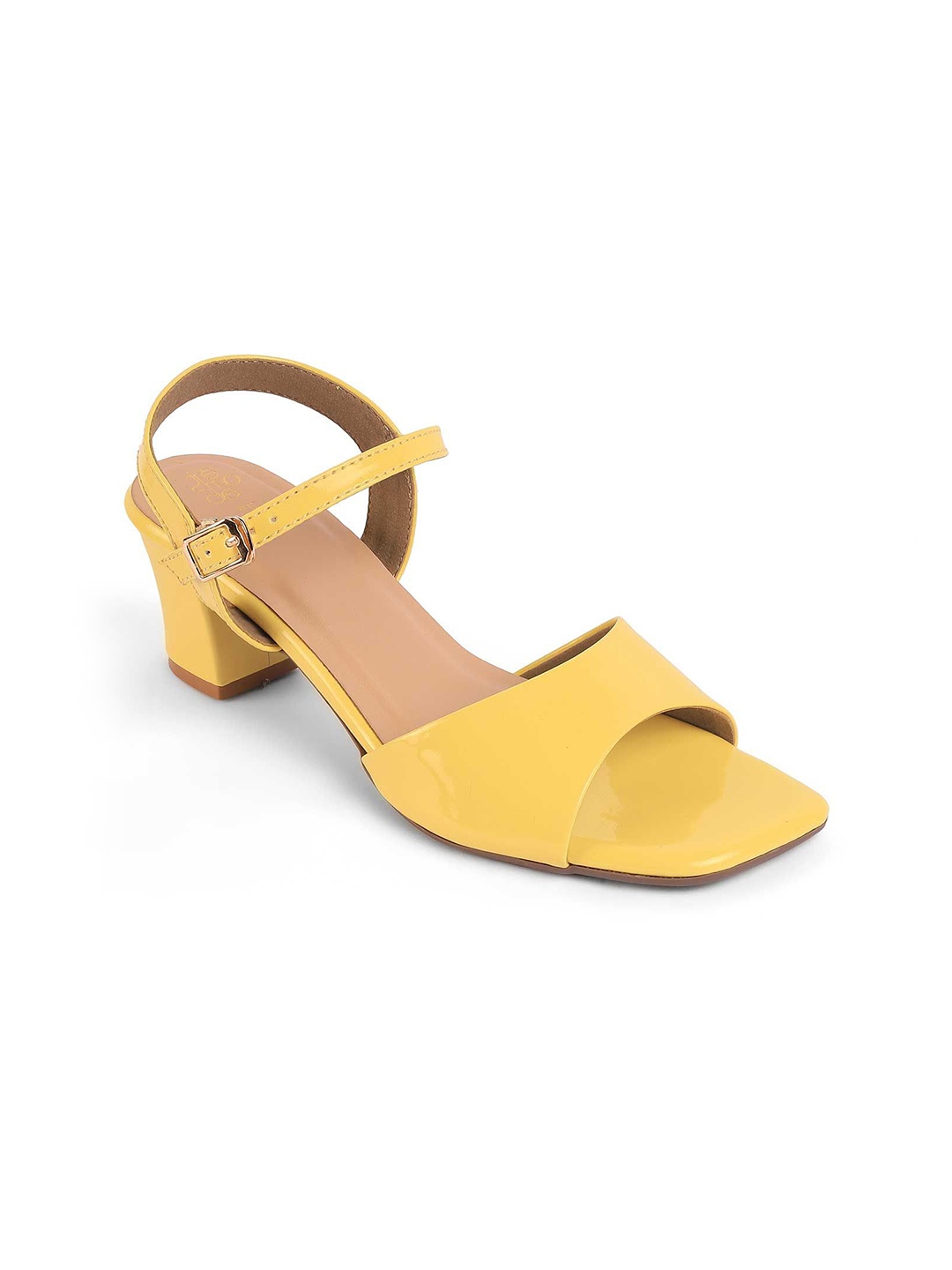 

Tresmode Leather Block Heel Sandals with Buckles, Yellow