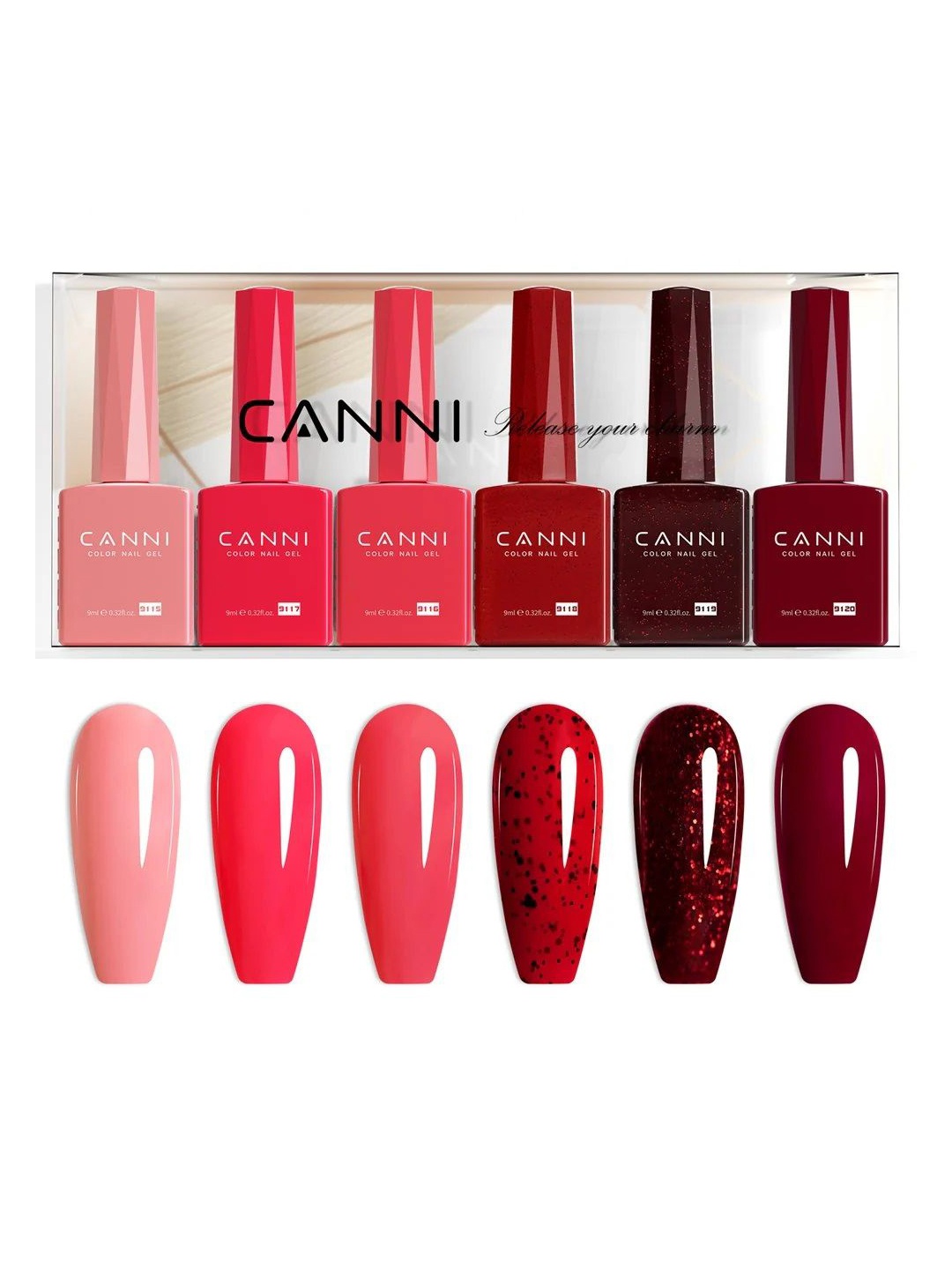 

CANNI Set Of 6 Color Nail Gel Polish- 9 ml Each-Shade-2335, Red