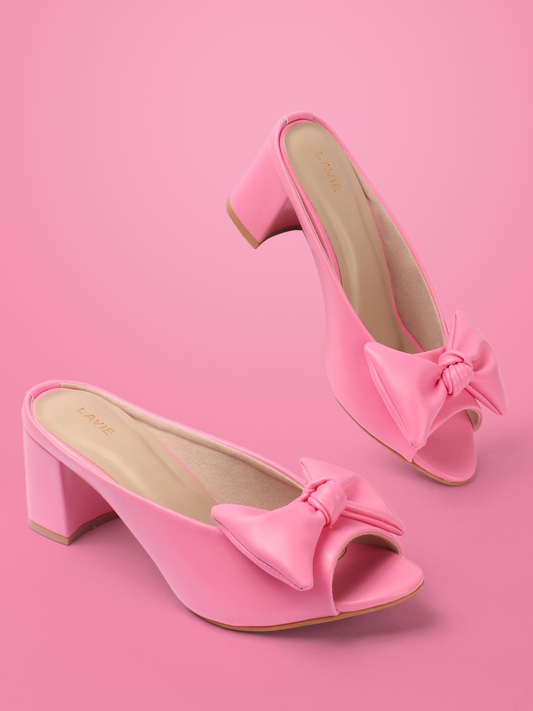 

Lavie Women Block Peep Toes with Bows, Pink