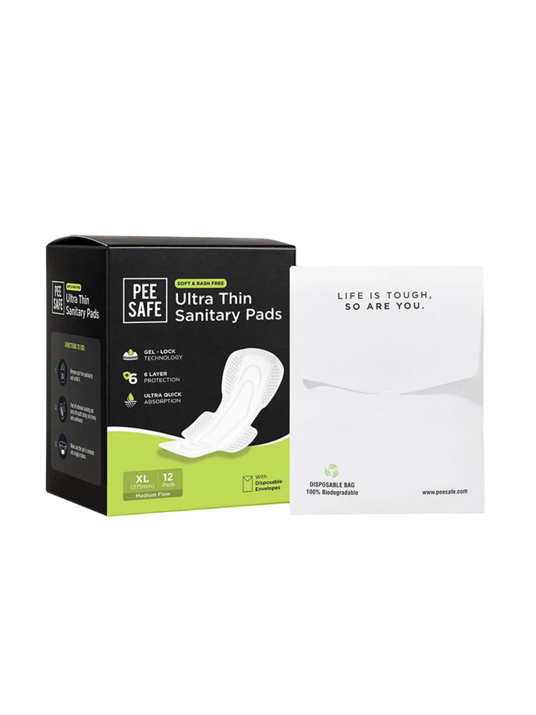 

PEESAFE 12-Pcs Ultra Thin Sanitary Pads - XL, White