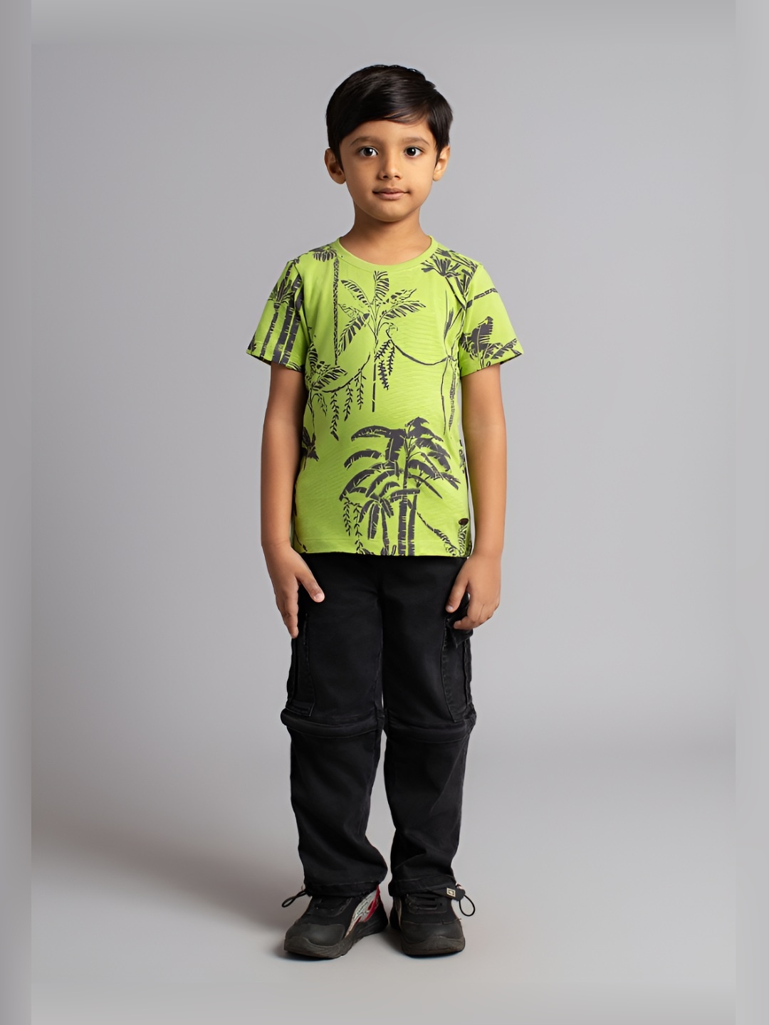 

Ed-a-Mamma Boys Bio Finish Graphic Printed Round Neck Cotton T-shirt, Green