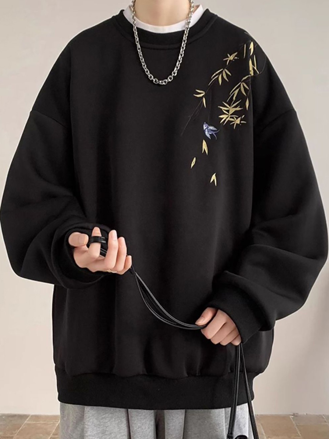 

StyleCast x Revolte Men Embroidered Sweatshirt, Black