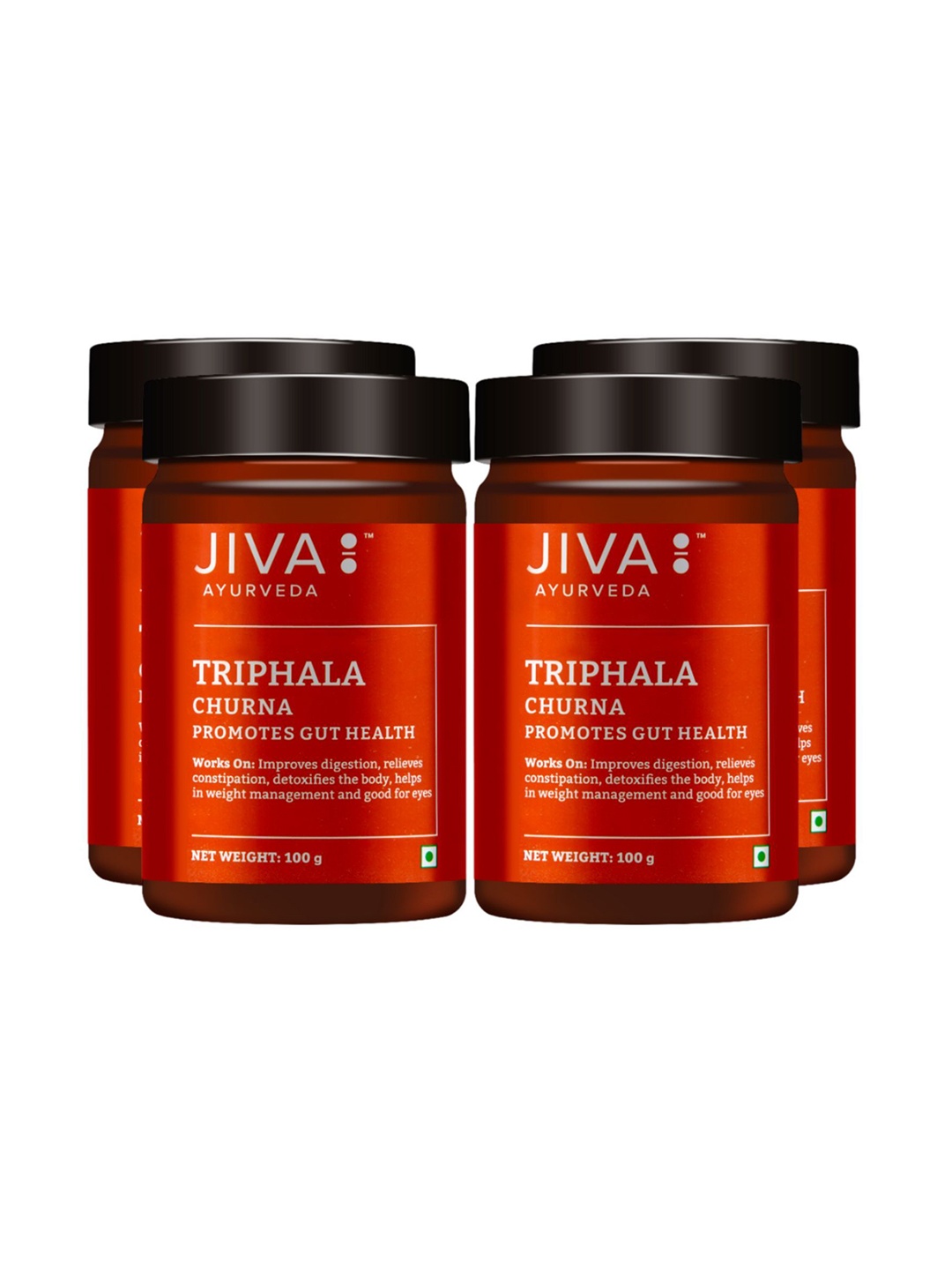 

Jiva Set Of 4 Triphala Churna Detoxifies The Body & Improves Digestion -100 g Each, Red