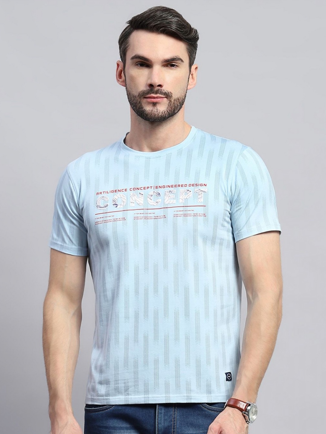 

Monte Carlo Men Typography Printed Round Neck Cotton T-shirt, Blue