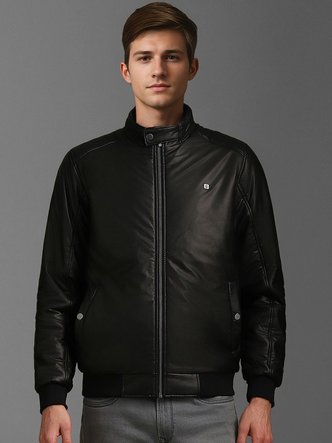 

Louis Philippe Jeans Men Reversible Open Front Jacket, Black