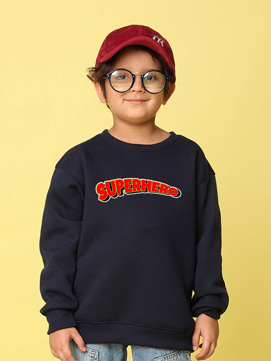 

NUSYL Boys Printed Oversized Sweatshirt, Navy blue