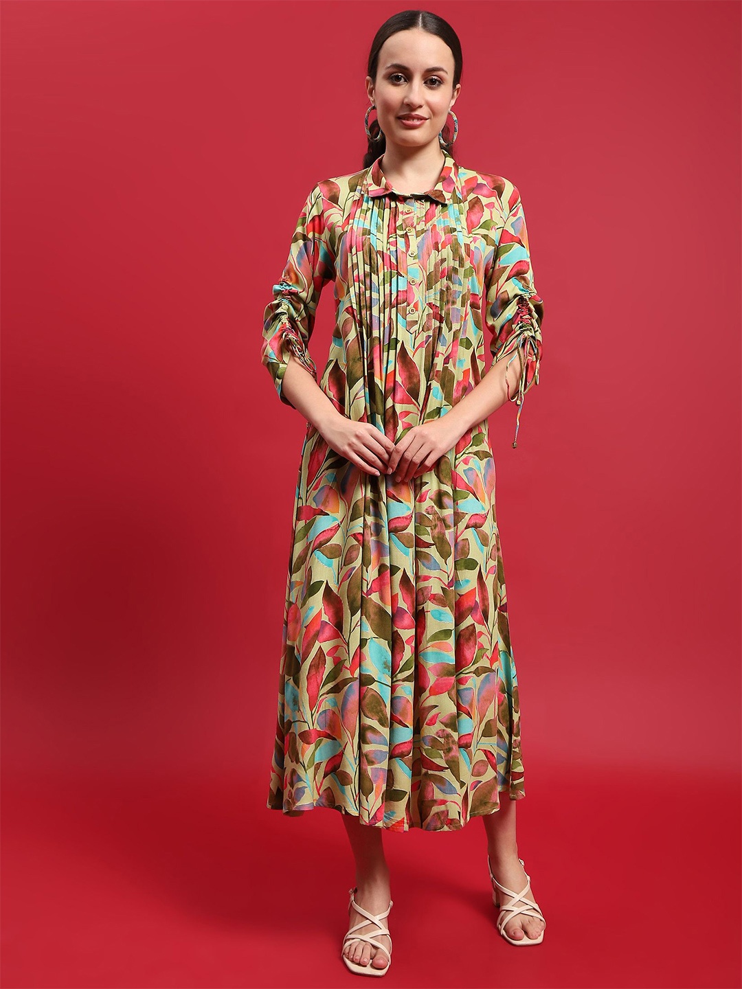 

Shree Floral Printed Liva A-Line Maxi Dress, Multi