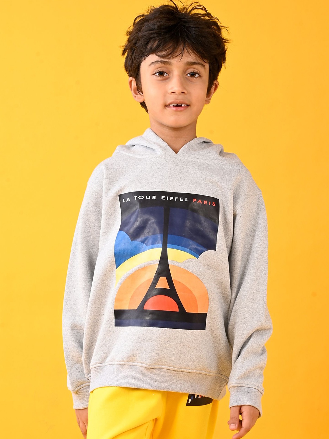 

Anthrilo Boys Printed Hooded Sweatshirt, Grey