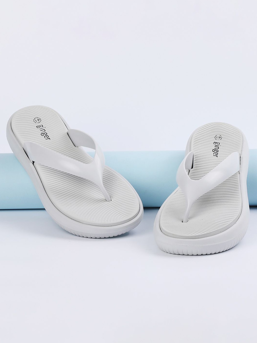 

Ginger by Lifestyle Women Self Design Rubber Thong Flip-Flops, Grey