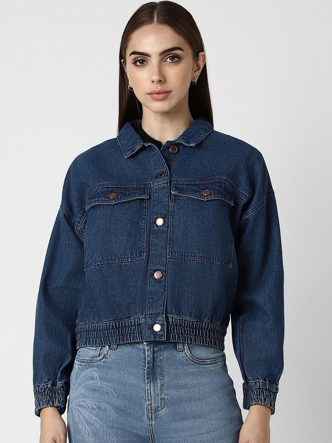 

Van Heusen Woman Women Washed Reversible Open Front Jacket, Navy blue