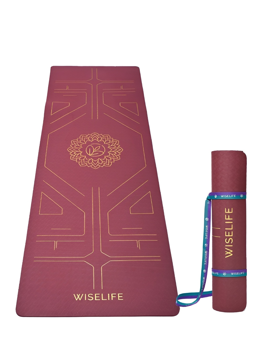 

WiseLife Maroon Textured Rectangular Non-Slip Yoga Mat With Strap