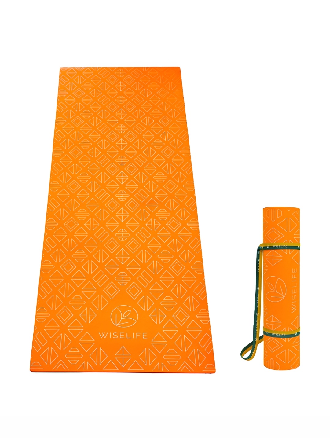 

WiseLife Orange Printed Rectangular Anti Skid Yoga Mat With Strap