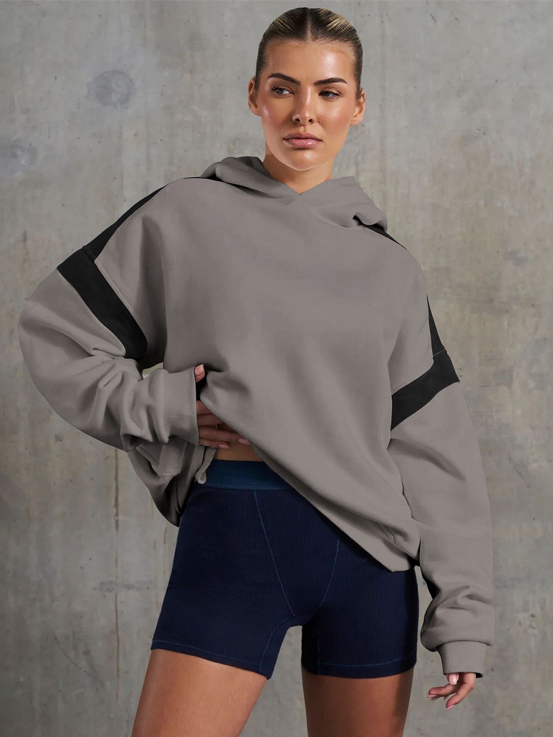 

StyleCast x Revolte Women Hooded Pullover, Grey