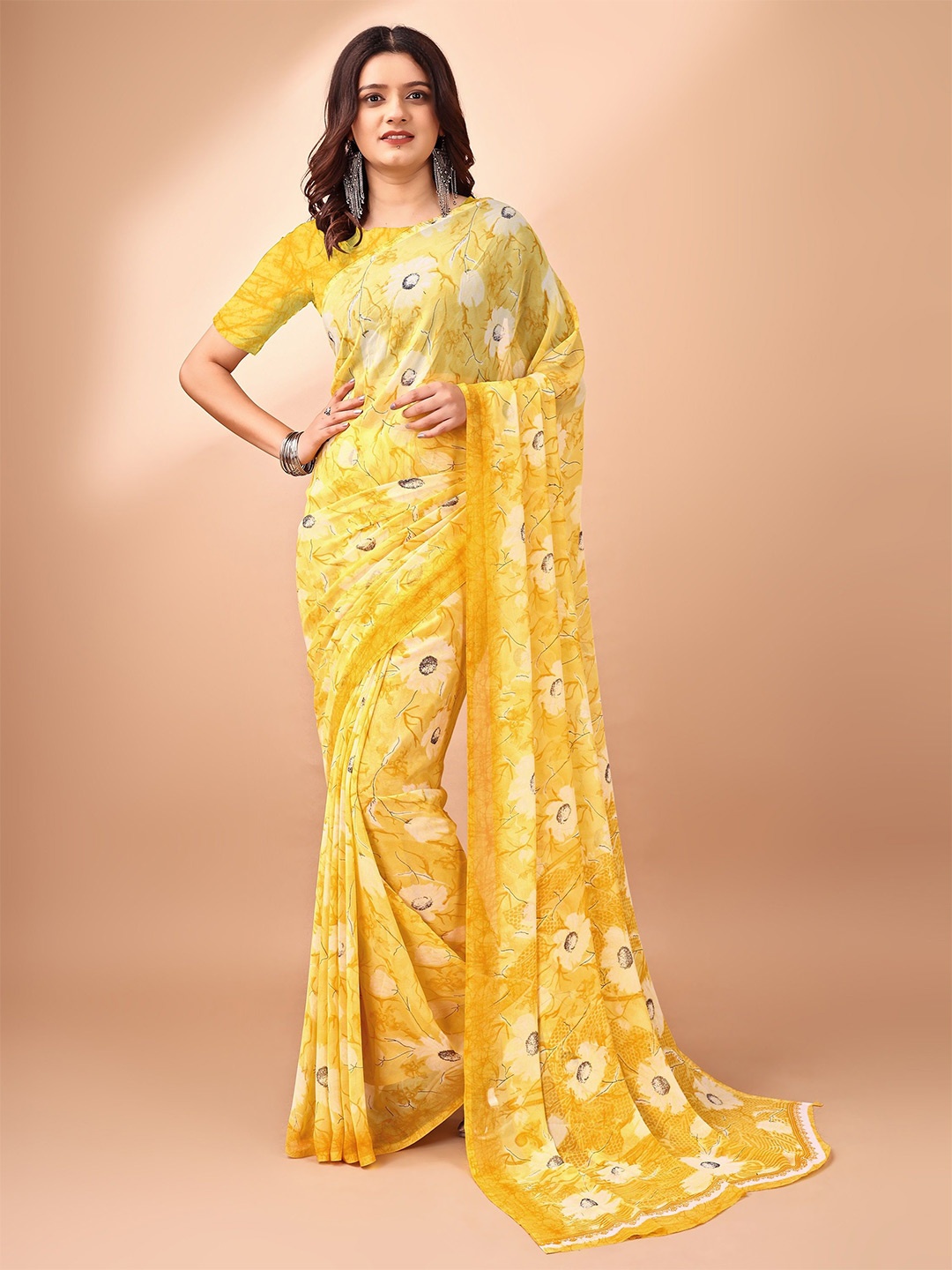 

Leelavati Floral Printed Saree, Yellow