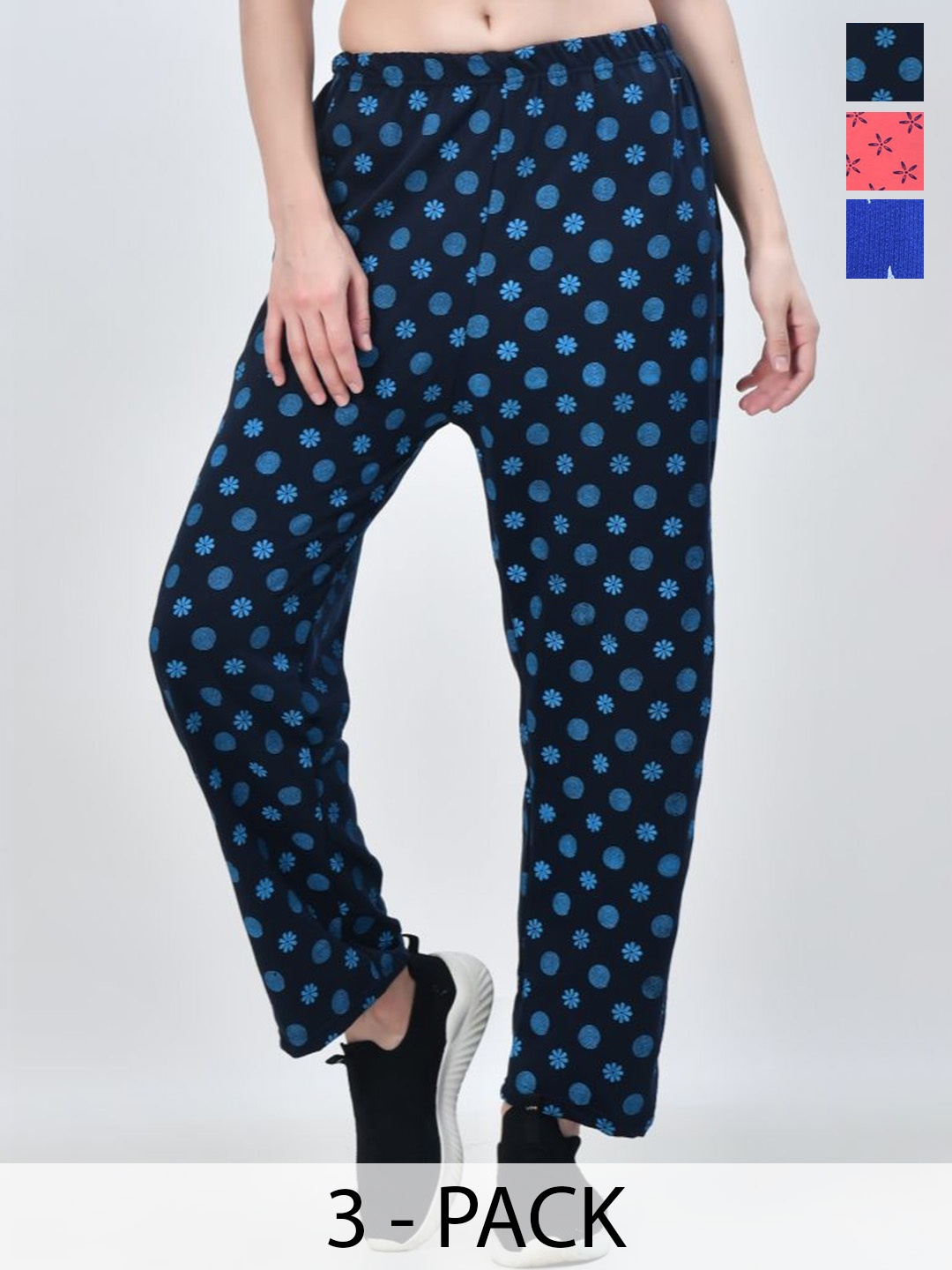 

BAESD Women Pack Of 3 Printed Track Pants, Blue