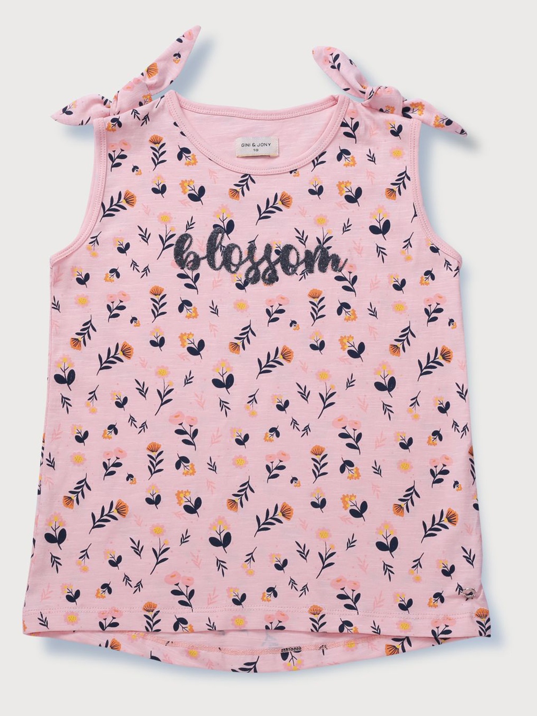 

Gini and Jony Girls Floral Printed Round Neck Cotton Top, Pink