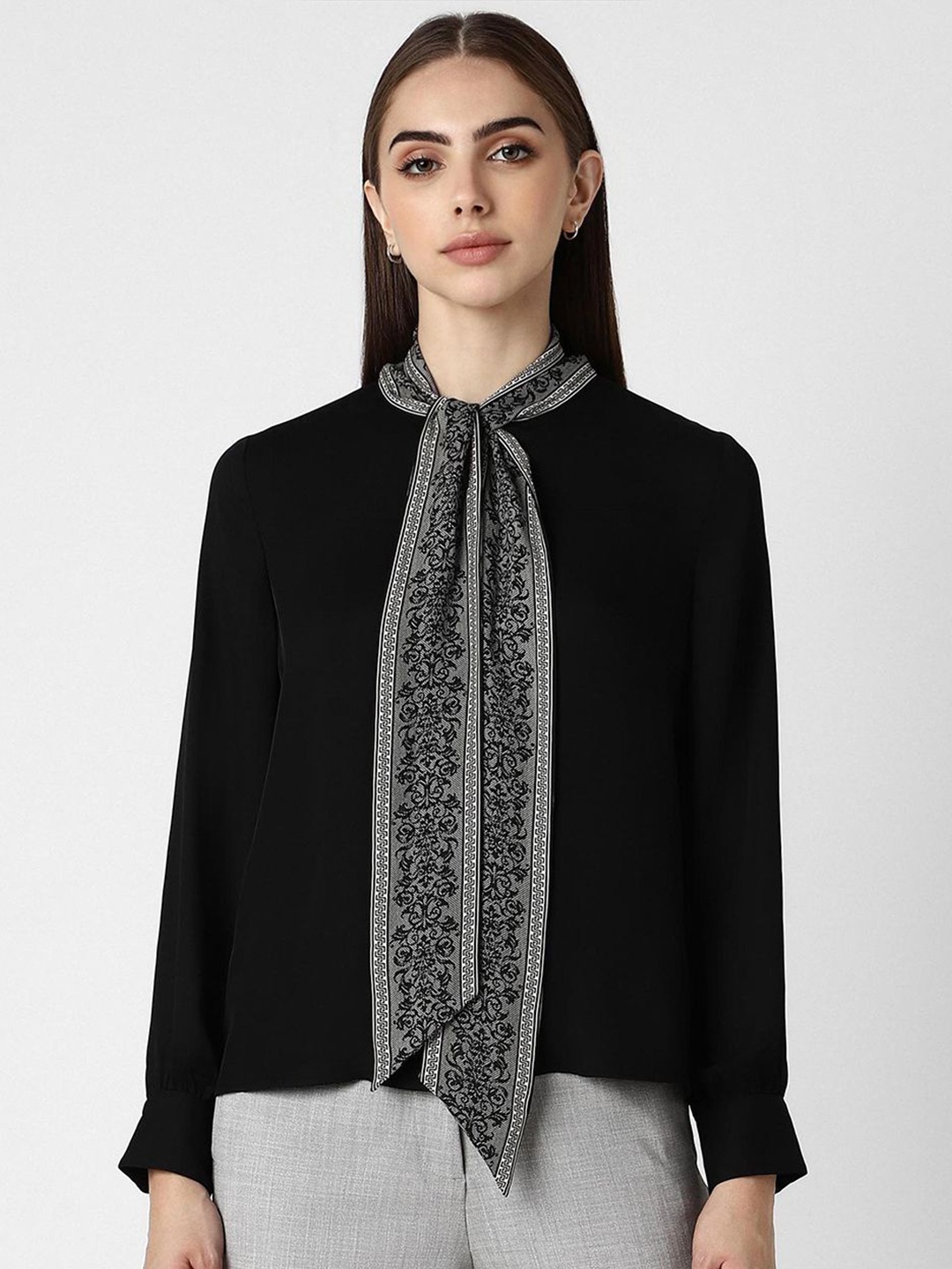 

Van Heusen Woman Solid High Neck Top, Black