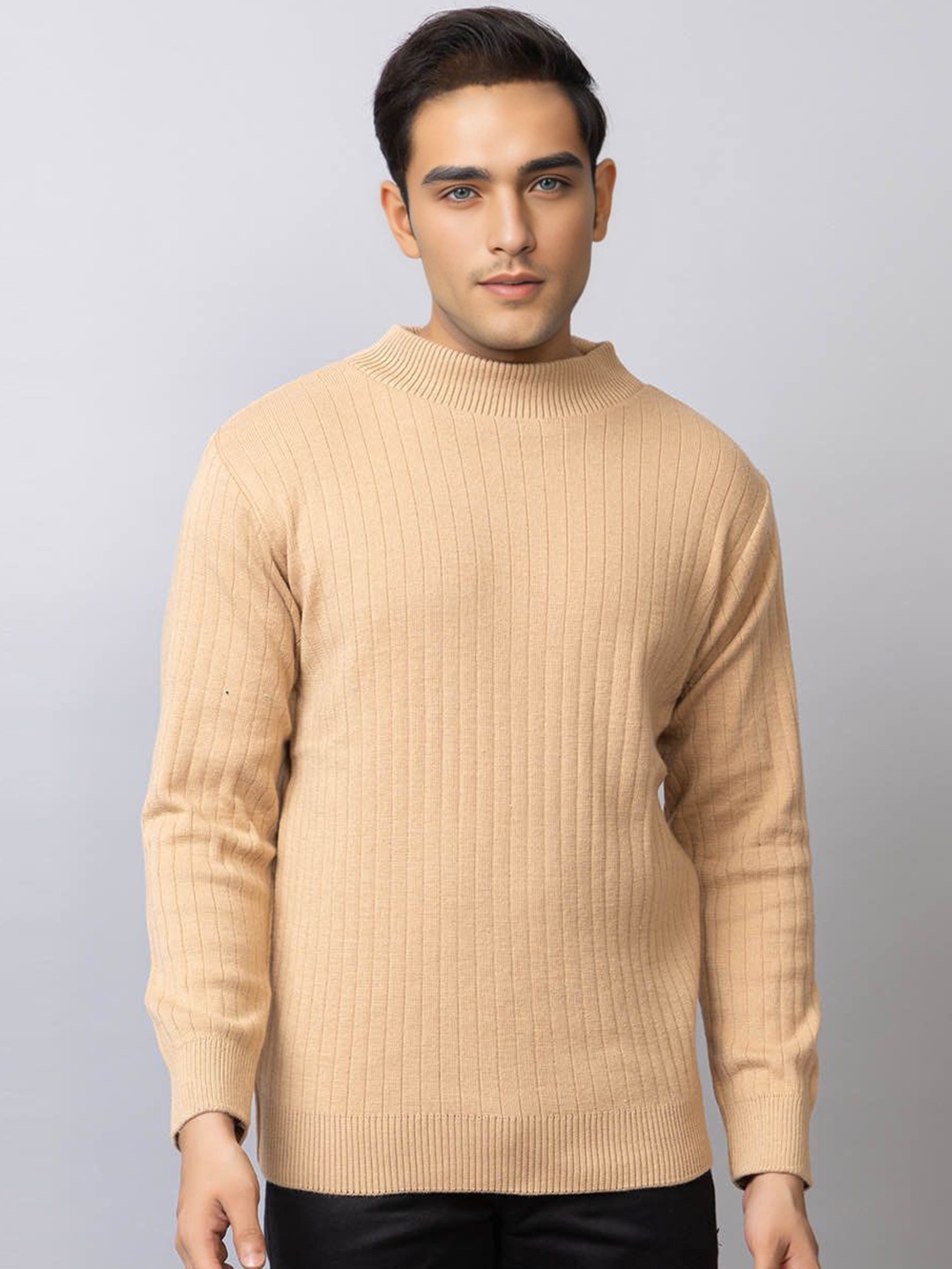 

TYSORT Men Striped Woollen Pullover, Beige