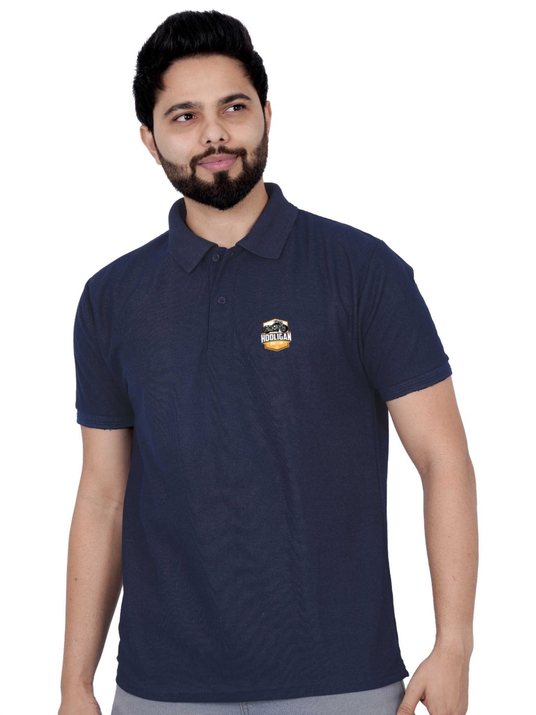 

LA MILANO Men Polo Collar Slim Fit T-shirt, Navy blue
