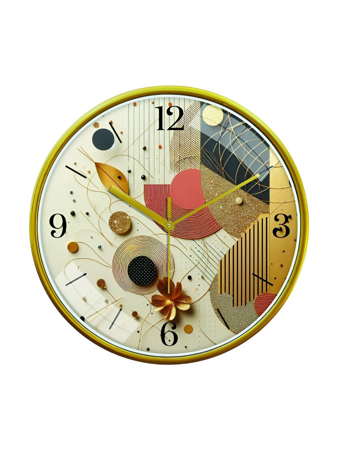 

RANDOM Printed Round Shaped Sweep Silent Movement Contemporary Wall Clock, Beige