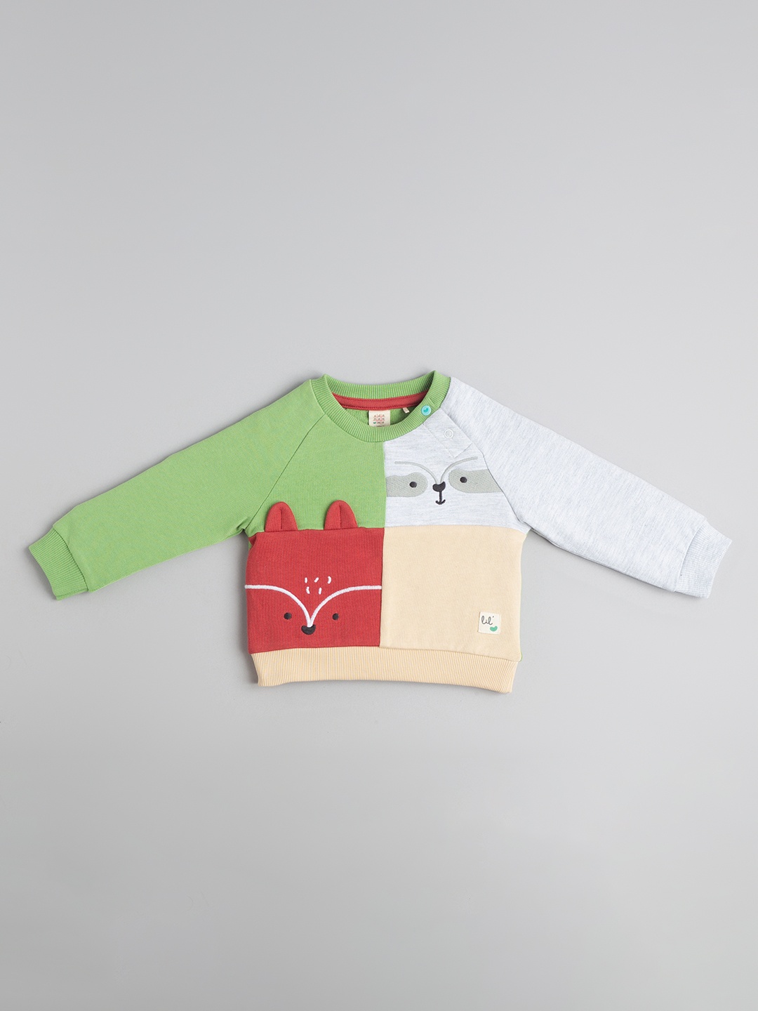 

Ed-a-Mamma Baby Boys Colourblocked Applique Cotton Sweatshirt, Grey