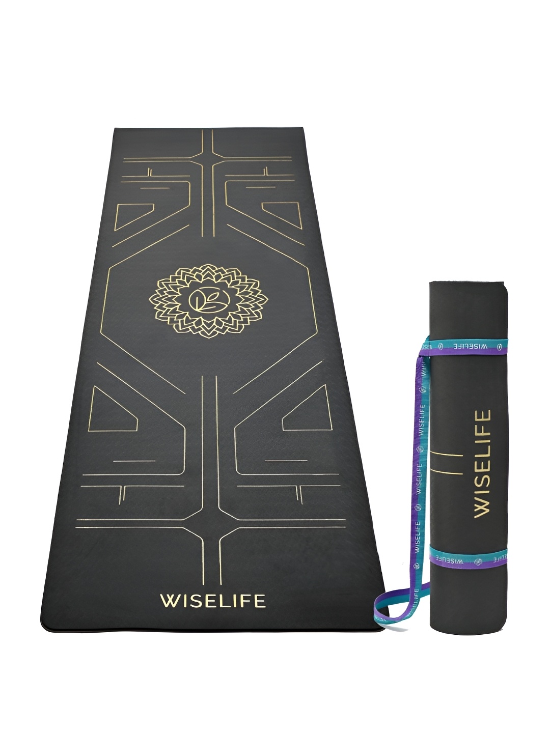 

WiseLife Black Floral Printed Rectangular Anti-Skid Yoga Mat