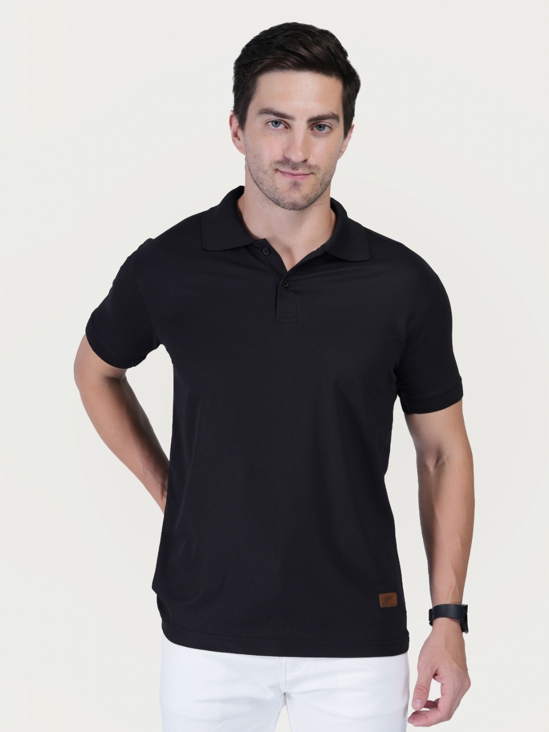 

Polo Plus Men Bio Finish Solid Polo Collar T-shirt, Black