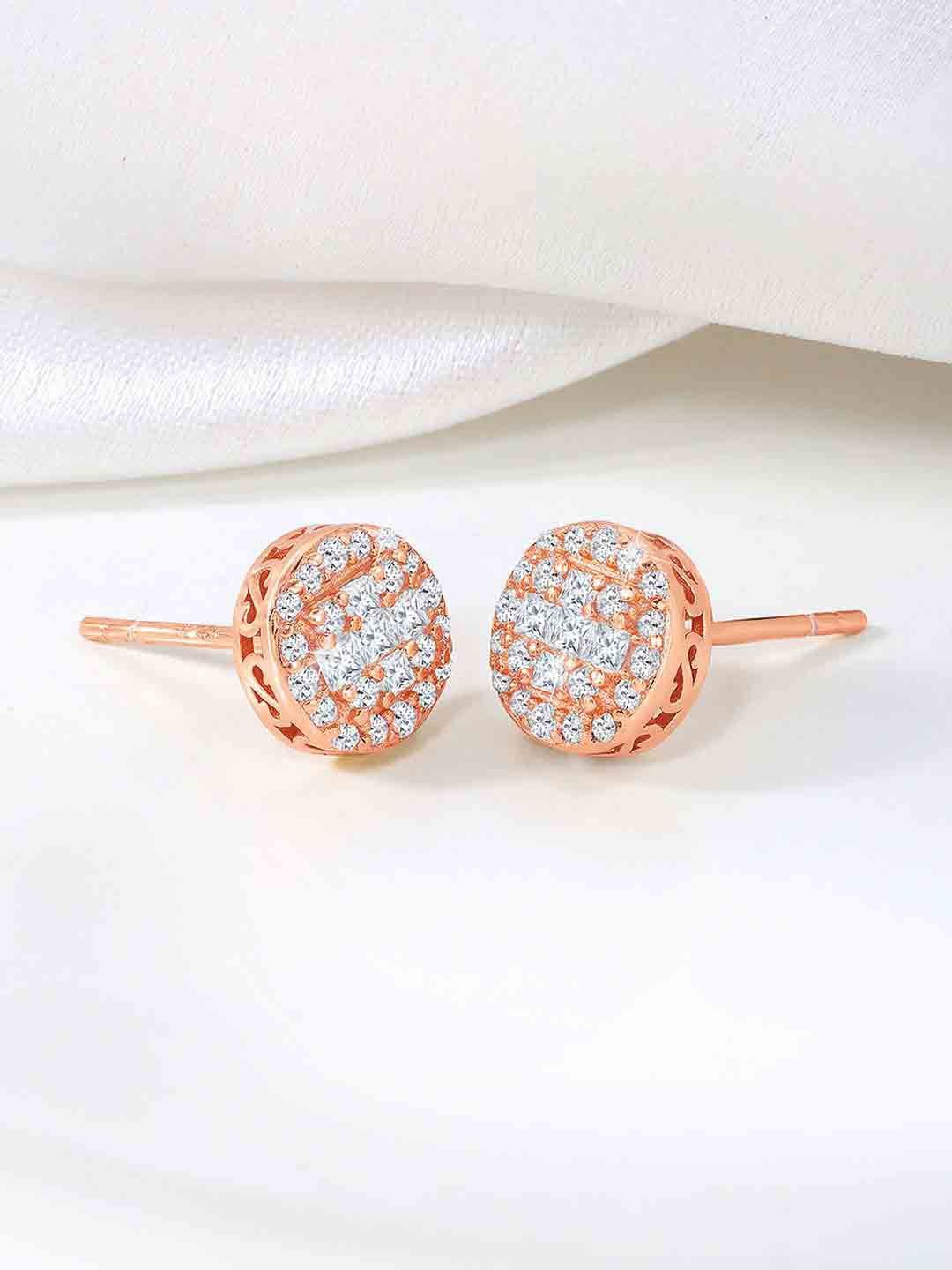 

Silvora by Peora 925 Sterling Silver Rose Gold-Plated Cubic Zirconia Studded Studs