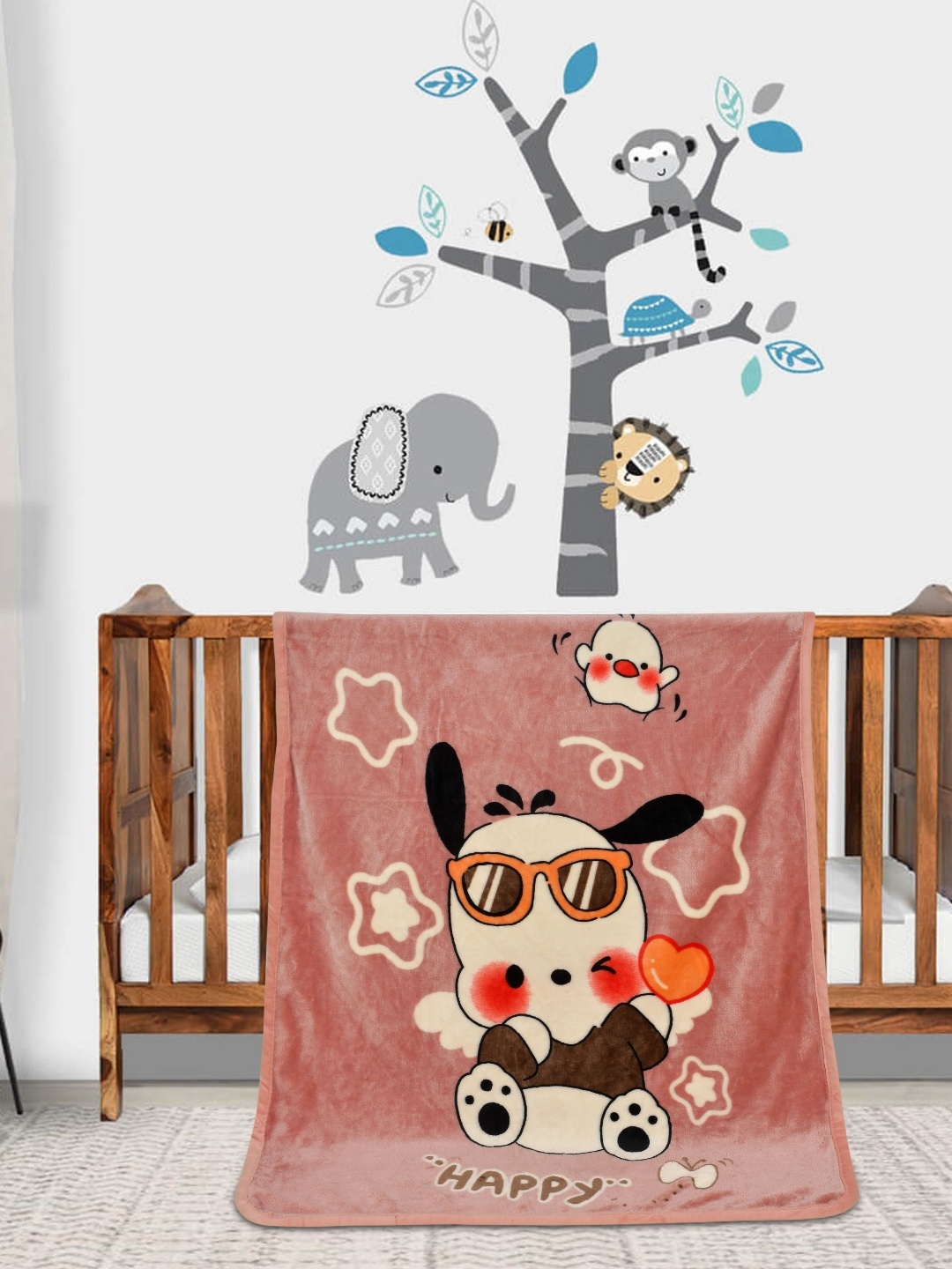 

Florida Mauve and White Cartoon Characters Printed Single Bed Blanket
