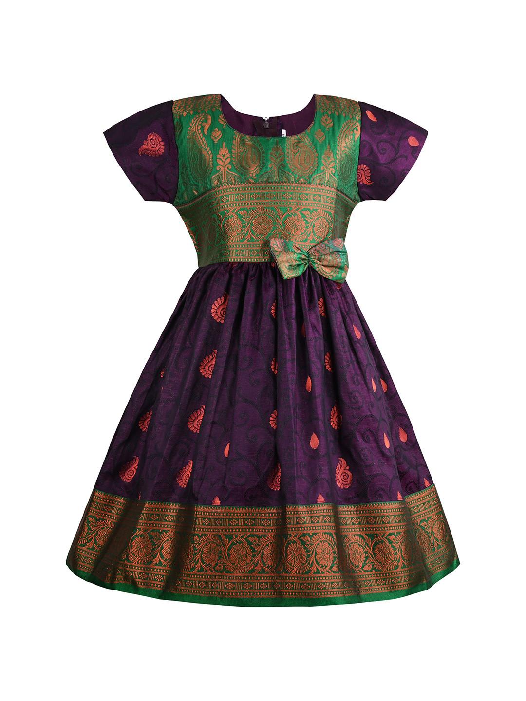 

Wish Karo Satin Fit & Flare Girls Dress, Purple