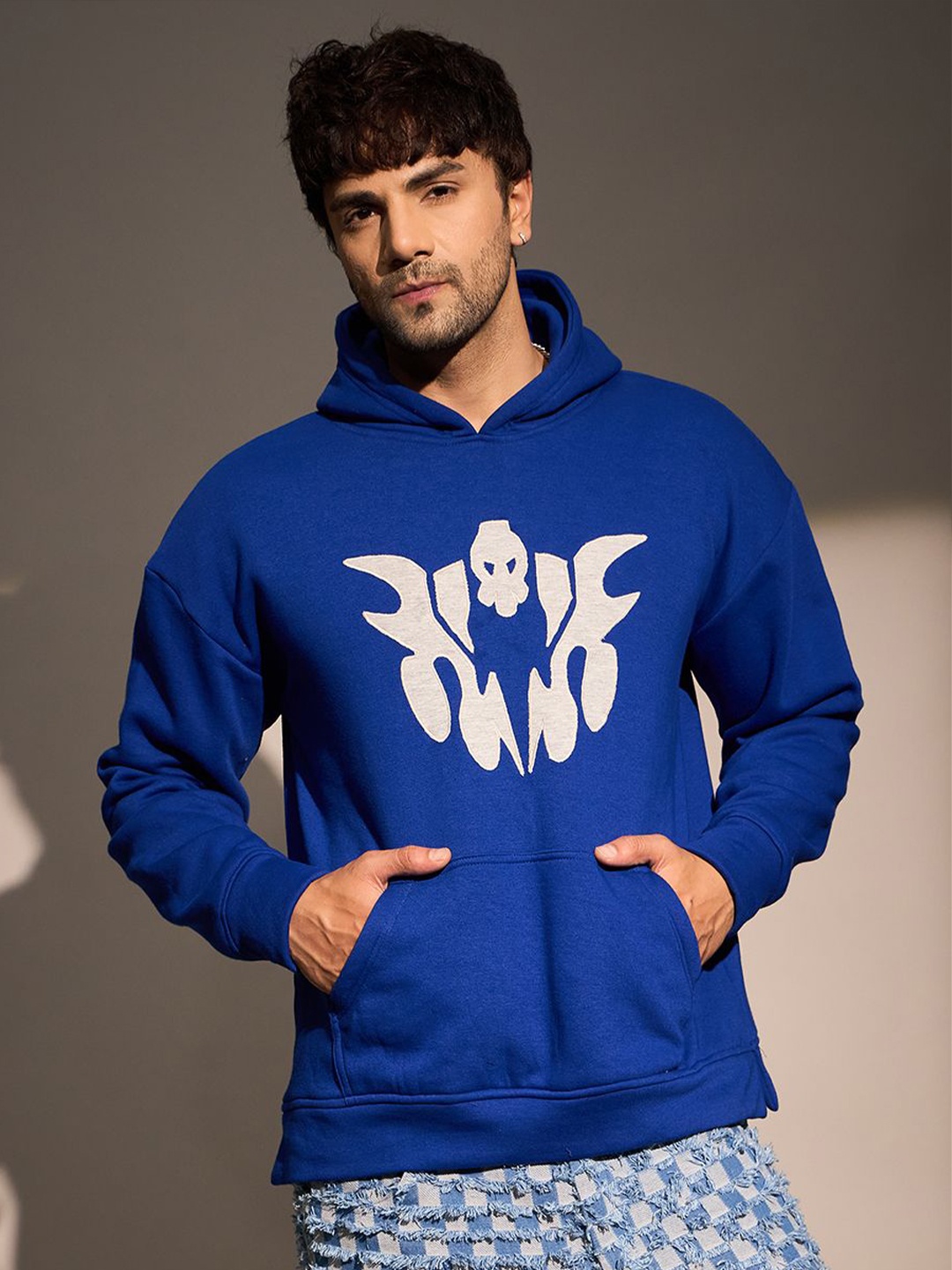 

FUGAZEE Men Embroidered Hooded Sweatshirt, Blue