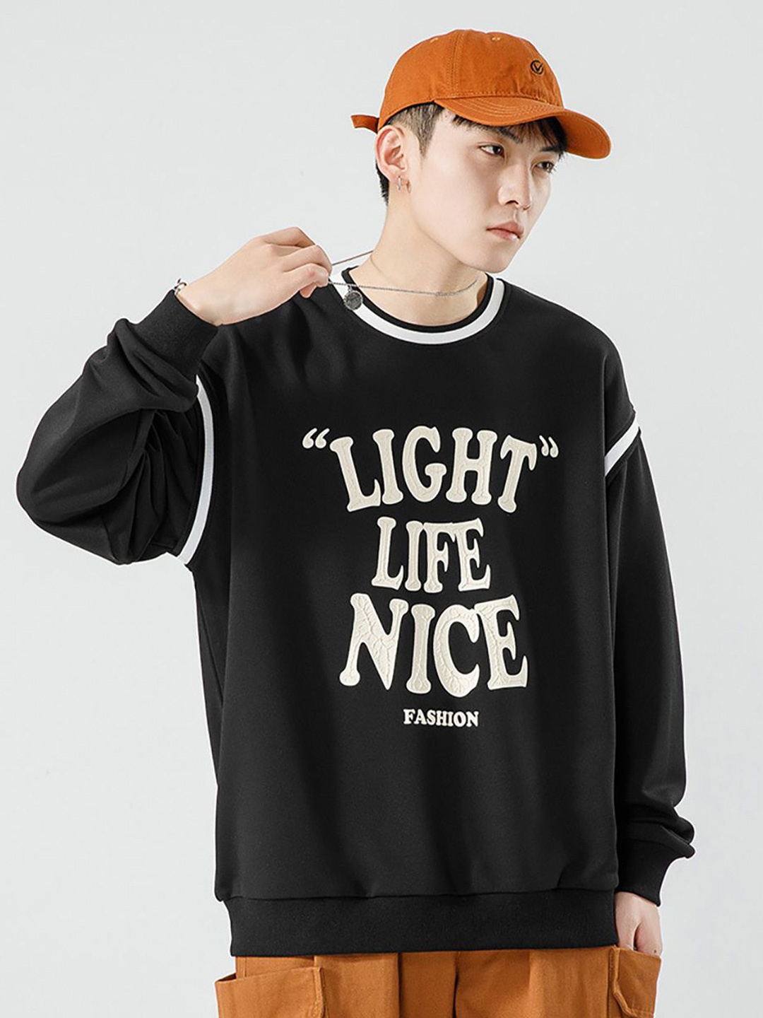 

StyleCast x Revolte Men Printed Round Neck Sweatshirt, Black