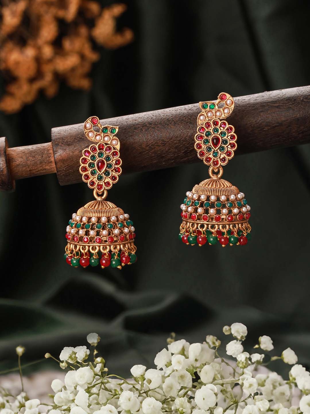 

Jazz and Sizzle Gold-Plated Dome Shaped Jhumkas