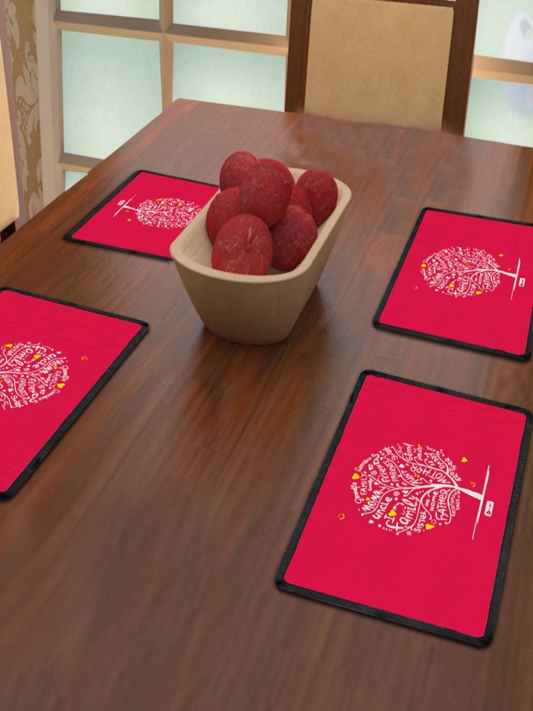 

Indigifts Pink & White 4 Pieces Ethnic Motifs Printed Rectangle Shape Table Placemats