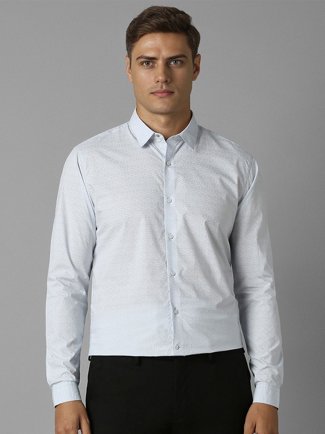 

Louis Philippe Men Super Opaque Printed Slim Fit Cotton Casual Shirt, Grey