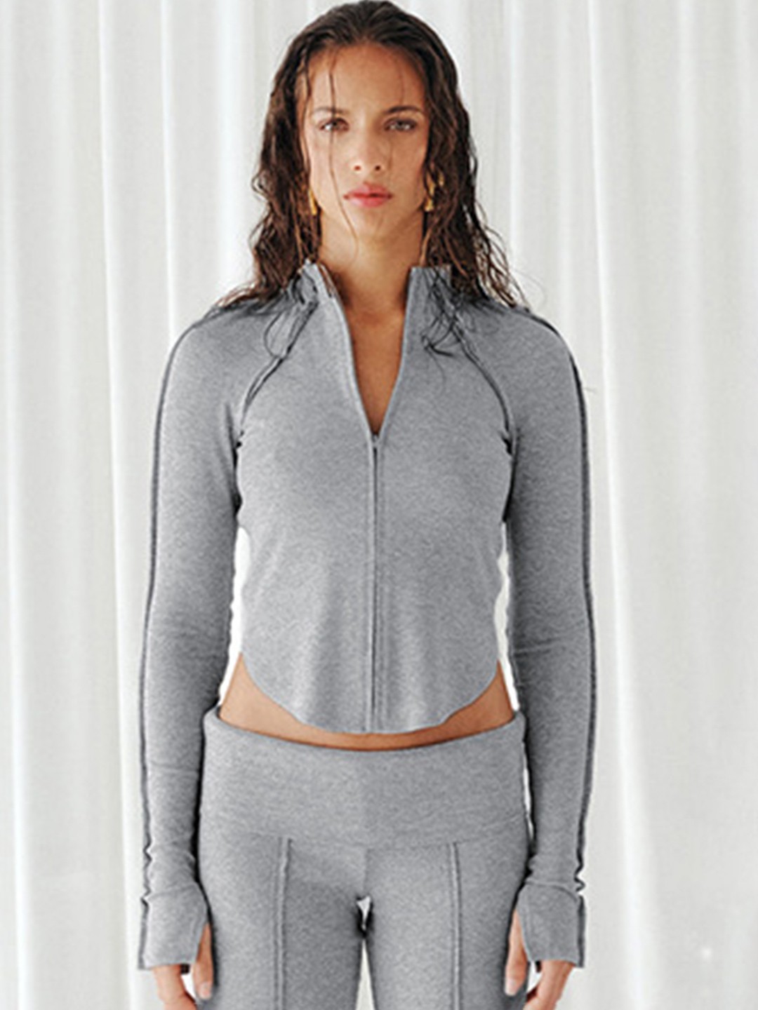 

LULU & SKY Women Solid High Neck Top, Grey