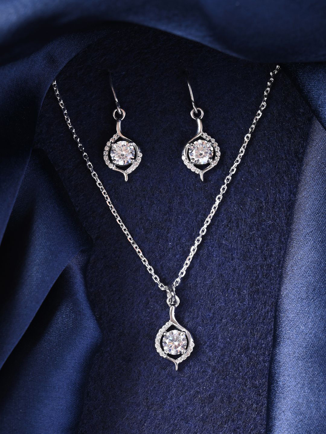 

Clara 925 Sterling Silver Rhodium-Plated CZ-Studded Jewellery Set