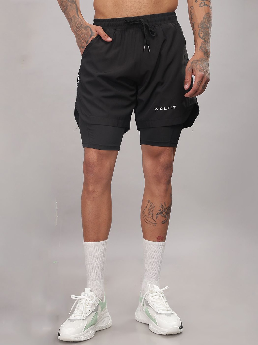 

WOLFIT ATHLEISURE Men Skinny Fit Training or Gym Sports Shorts, Black