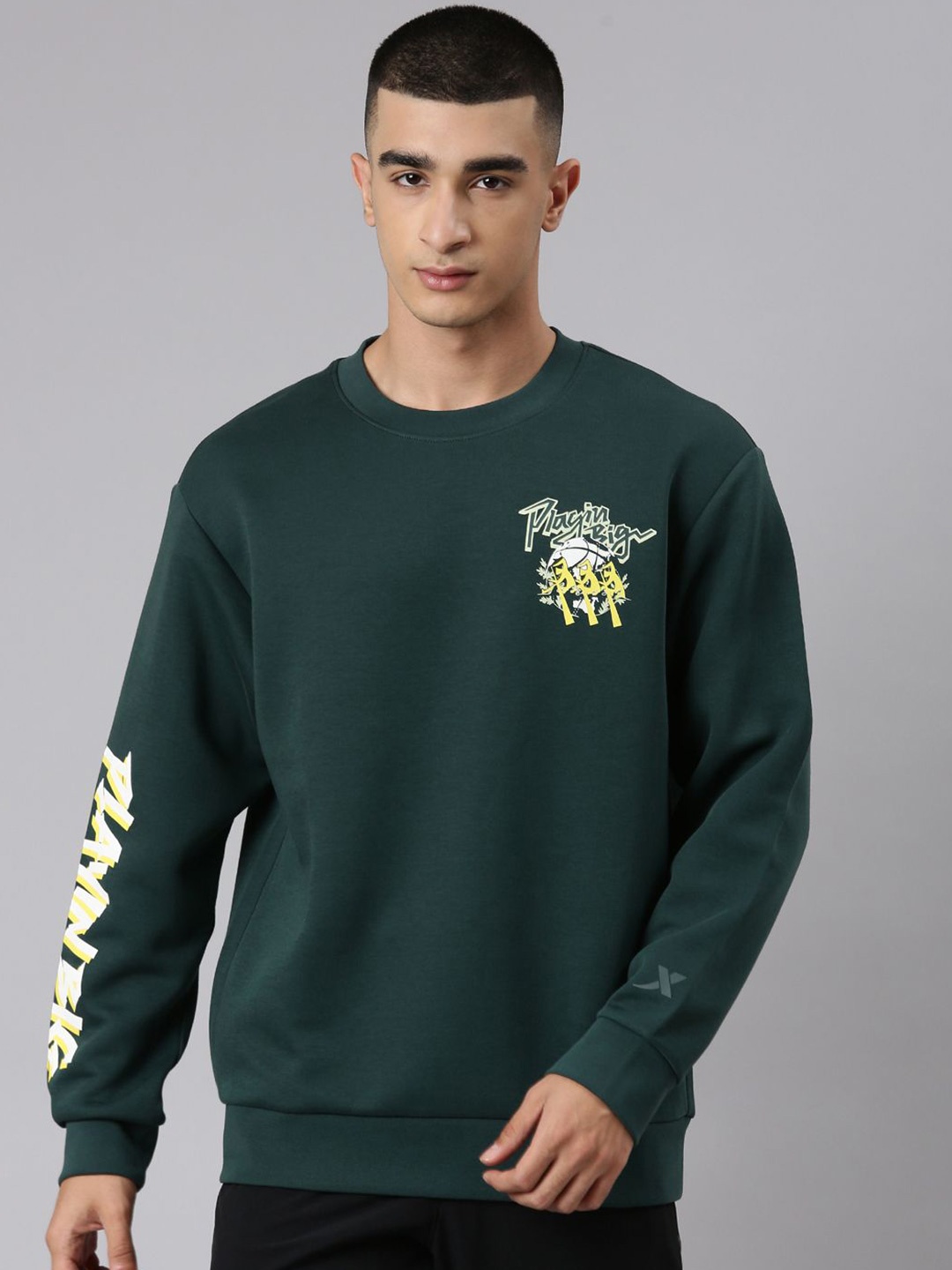 

Xtep Men Printed Sweatshirt, Green