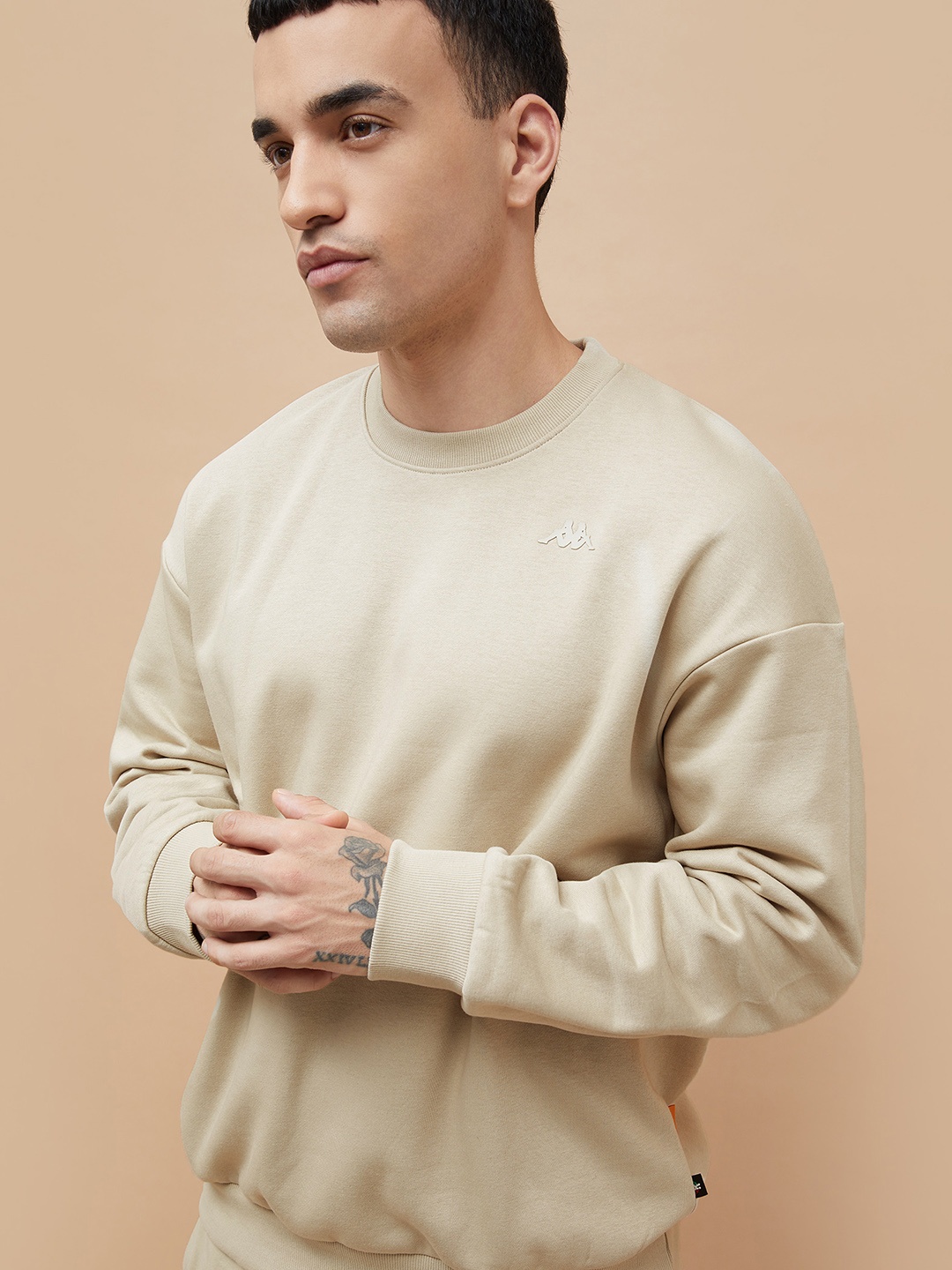 

Kappa Men Round Neck Solid Sweatshirt, Beige