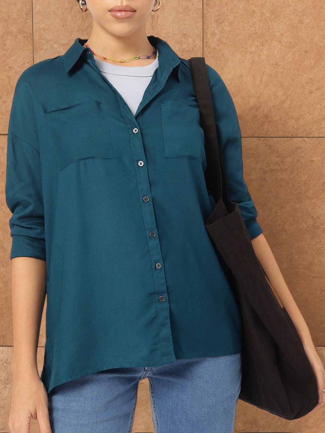 

The Roadster Lifestyle Co. Urban Ease Drop-Shoulder Shirt, Teal