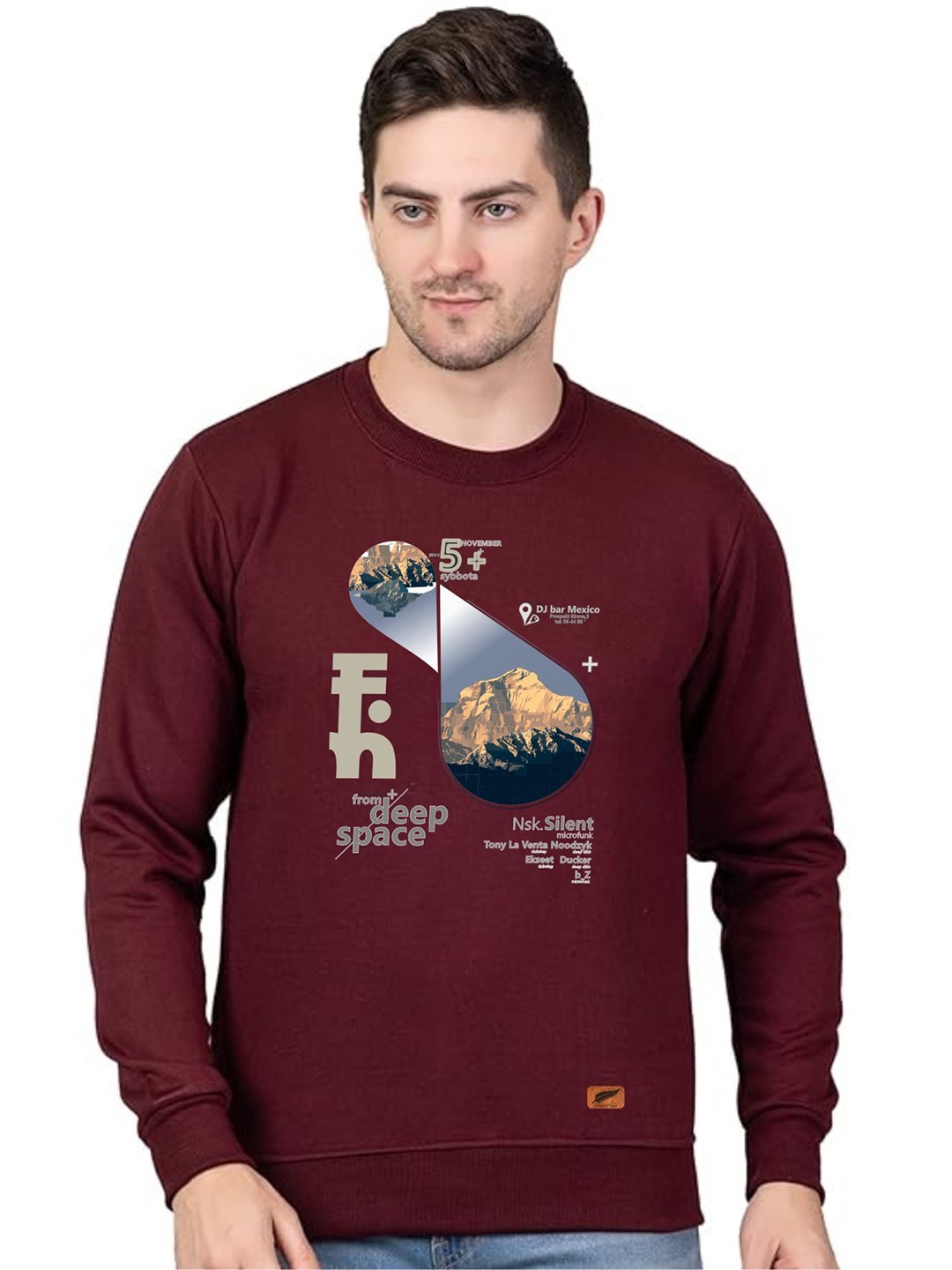 

Polo Plus Men Printed Sweatshirt, Maroon