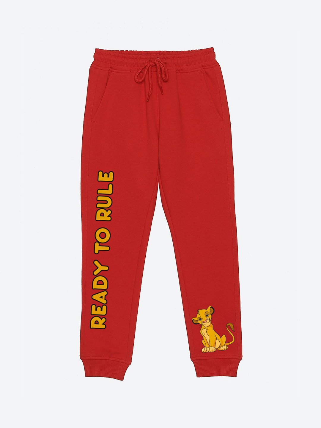 

YK Disney Boys Lion King Printed Mid-Rise Joggers, Red