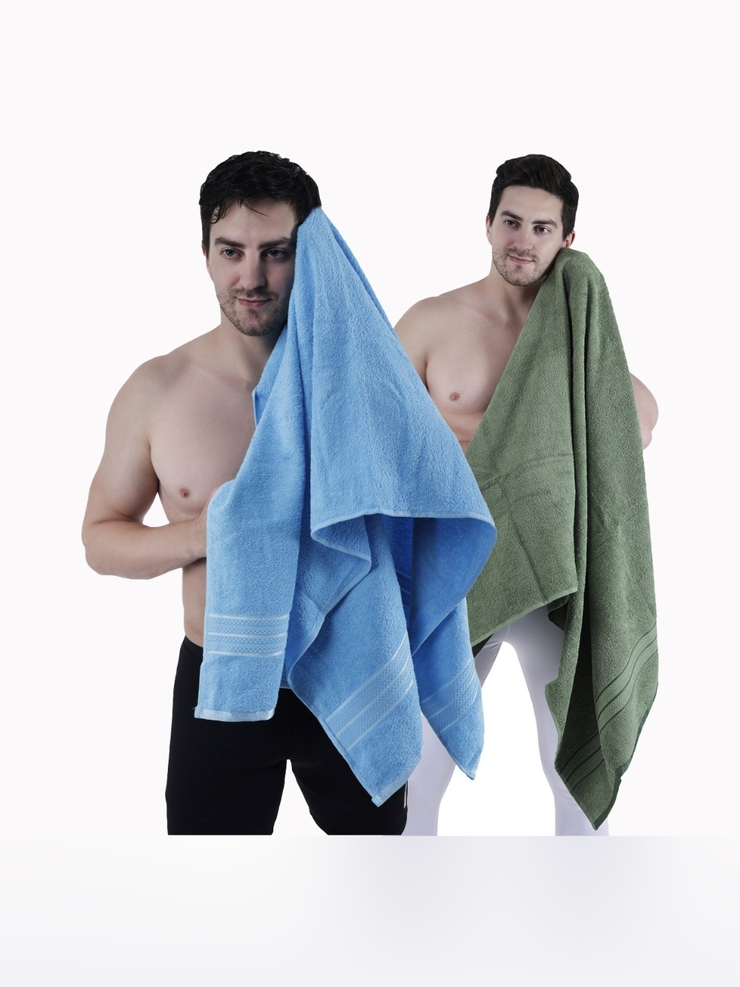 

Dollar Green & Blue 2 Pieces Cotton 400 GSM Bath Towel