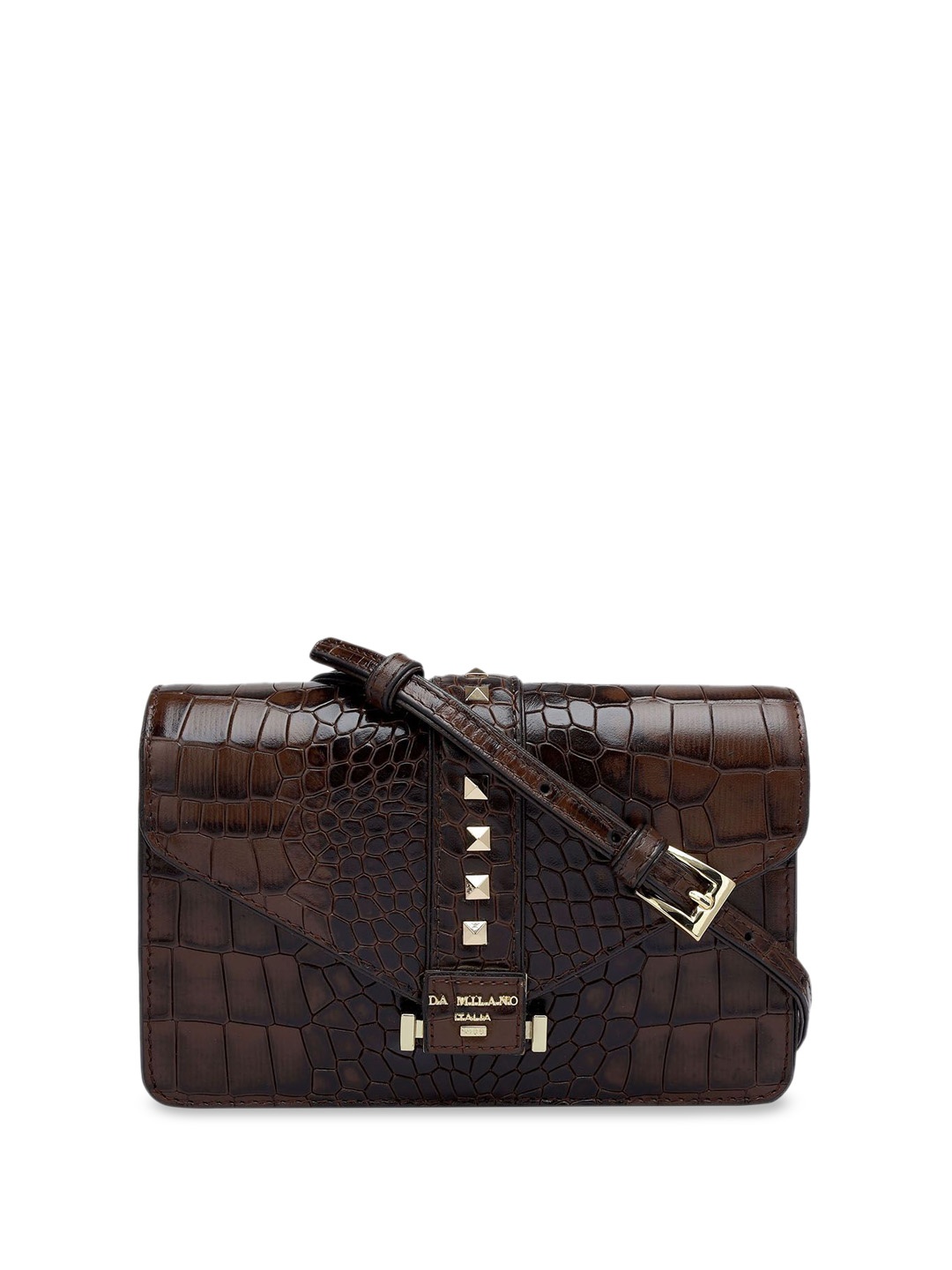 

Da Milano Women Textured Leather Structured Shoulder Bag, Brown