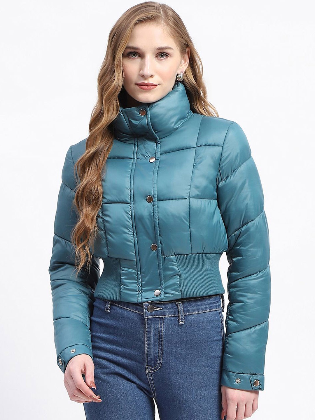 

Madame Women Crop Puffer Jacket, Blue
